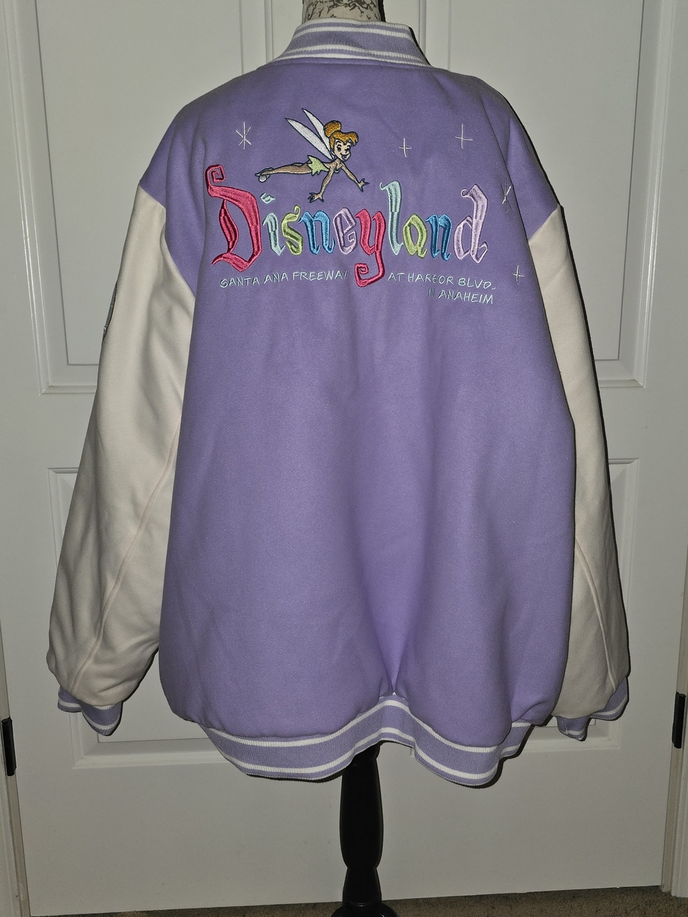 Disney Paris Stoney Clover Tinker Bell Lavender & Cream Varsity Jacket 3X NWOT
